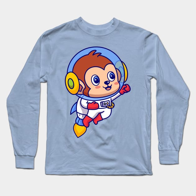 Flying Monkey Astronaut Long Sleeve T-Shirt by yellowline